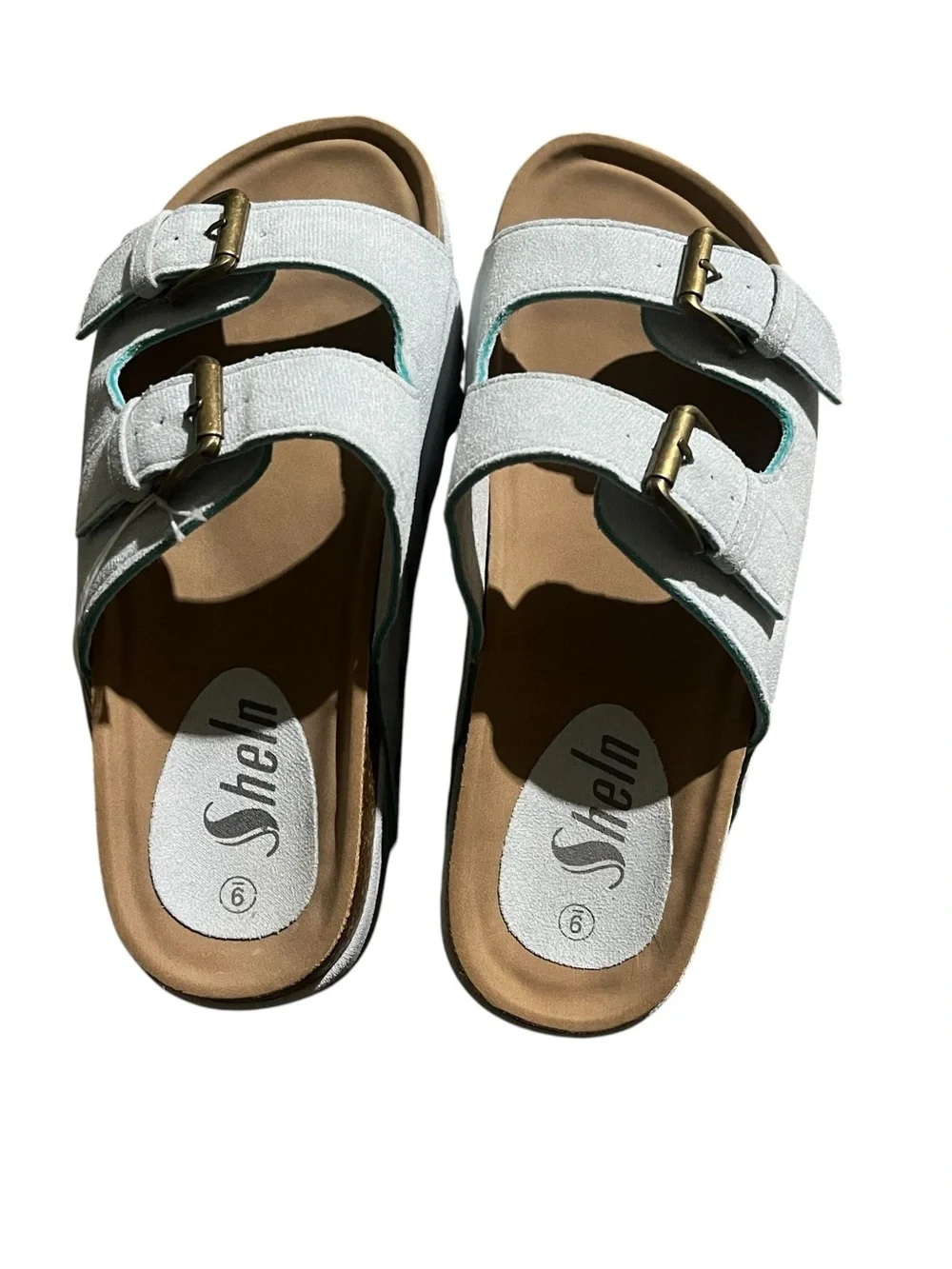 SHEIN Women’s Light Blue Platform Cork Slide Sandals Size 9